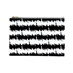 Black & White Stripes Nyc New York Manhattan Skyline Silhouette Cosmetic Bag (large)  by PodArtist