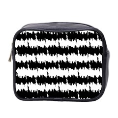 Black & White Stripes Nyc New York Manhattan Skyline Silhouette Mini Toiletries Bag 2-side by PodArtist