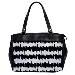 Black & White Stripes Nyc New York Manhattan Skyline Silhouette Office Handbags by PodArtist