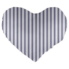 Mattress Ticking Wide Striped Pattern In Usa Flag Blue And White Large 19  Premium Heart Shape Cushions by PodArtist