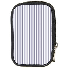 Mattress Ticking Narrow Striped Pattern In Usa Flag Blue And White Compact Camera Cases by PodArtist