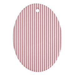 Mattress Ticking Narrow Striped Usa Flag Red And White Ornament (oval) by PodArtist