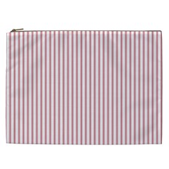 Mattress Ticking Narrow Striped Usa Flag Red And White Cosmetic Bag (xxl)  by PodArtist