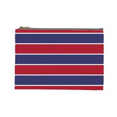 Large Red White And Blue Usa Memorial Day Holiday Horizontal Cabana Stripes Cosmetic Bag (large)  by PodArtist