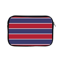 Large Red White And Blue Usa Memorial Day Holiday Horizontal Cabana Stripes Apple Ipad Mini Zipper Cases by PodArtist