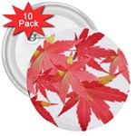 Leaves Maple Branch Autumn Fall 3  Buttons (10 pack) 