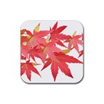 Leaves Maple Branch Autumn Fall Rubber Coaster (Square) 