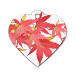 Leaves Maple Branch Autumn Fall Dog Tag Heart (Two Sides)