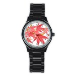 Leaves Maple Branch Autumn Fall Stainless Steel Round Watch