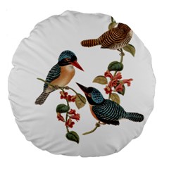 Bird Birds Branch Flowers Vintage Large 18  Premium Flano Round Cushions by Sapixe