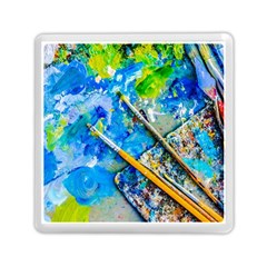 Artist Palette And Brushes Memory Card Reader (square)  by FunnyCow