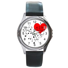 Singing Heart Round Metal Watch by FunnyCow