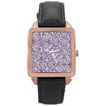 Colorful Intricate Tribal Pattern Rose Gold Leather Watch 