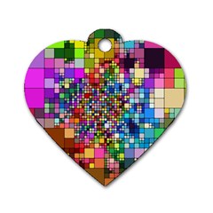 Abstract Squares Arrangement Dog Tag Heart (two Sides)