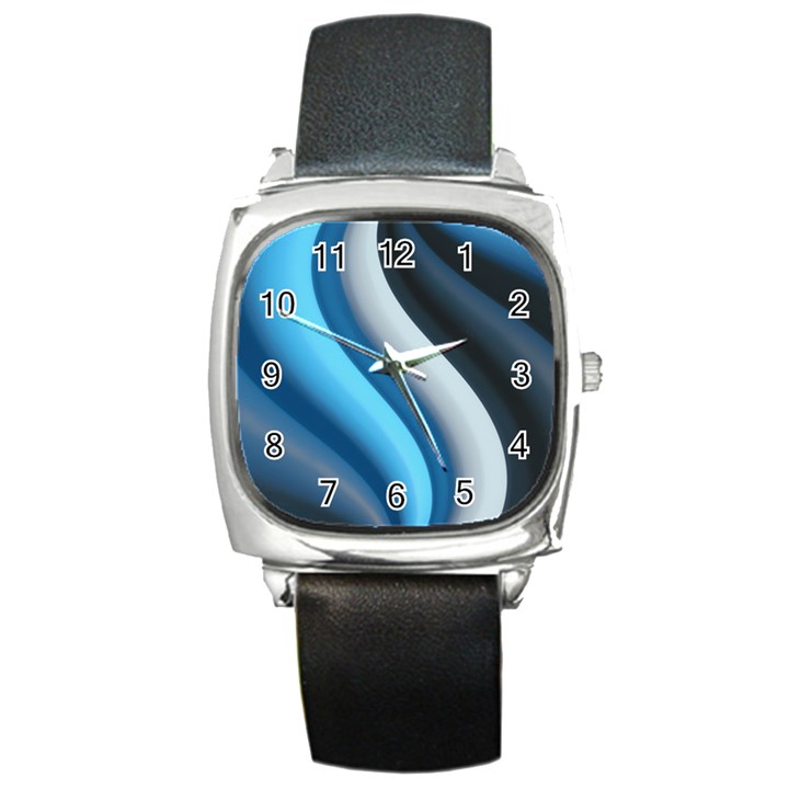 Abstract Pattern Lines Wave Square Metal Watch