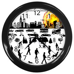 Good Morning, City Wall Clocks (black) by FunnyCow