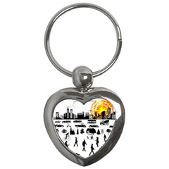 Good Morning, City Key Chains (heart)  by FunnyCow