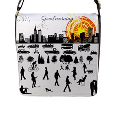 Good Morning, City Flap Messenger Bag (l)  by FunnyCow