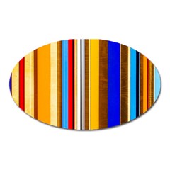 Colorful Stripes Oval Magnet by FunnyCow
