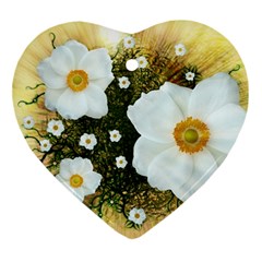 Summer Anemone Sylvestris Ornament (heart) by Nexatart