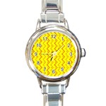 Yellow Background Abstract Round Italian Charm Watch Front