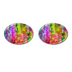 Color Abstract Artifact Pixel Cufflinks (oval)