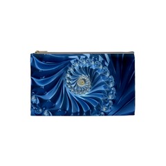 Blue Fractal Abstract Spiral Cosmetic Bag (small) 