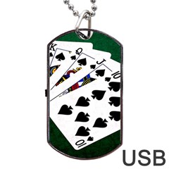 Poker Hands   Royal Flush Spades Dog Tag Usb Flash (two Sides) by FunnyCow