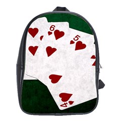 Poker Hands Straight Flush Hearts School Bag (large) by FunnyCow