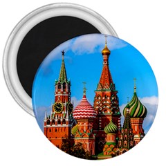 Moscow Kremlin And St  Basil Cathedral 3  Magnets by FunnyCow