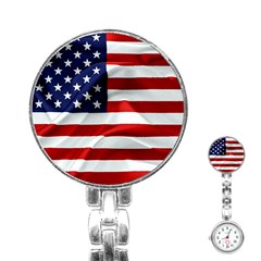 American Usa Flag Stainless Steel Nurses Watch