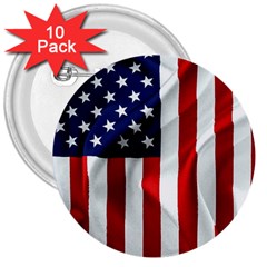 American Usa Flag Vertical 3  Buttons (10 Pack)  by FunnyCow