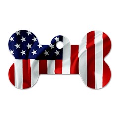 American Usa Flag Vertical Dog Tag Bone (one Side) by FunnyCow