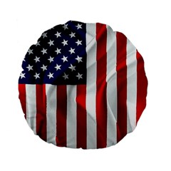 American Usa Flag Vertical Standard 15  Premium Flano Round Cushions