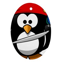 Penguin Pirate Tux Animal Bandana Oval Ornament (two Sides) by Sapixe