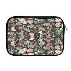 Seamless Pink Green And White Florals Peach Apple Macbook Pro 17  Zipper Case by flipstylezfashionsLLC