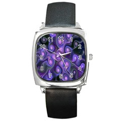 Abstract Pattern Fractal Wallpaper Square Metal Watch