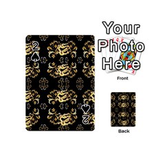 Golden Flowers On Black With Tiny Gold Dragons Created By Kiekie Strickland Playing Cards 54 (mini)  by flipstylezfashionsLLC