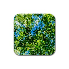 Forest   Strain Towards The Light Rubber Square Coaster (4 Pack)  by FunnyCow