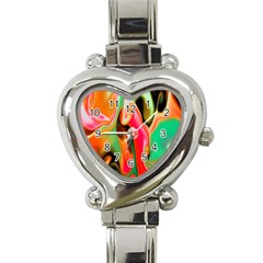 Catch The Waves Smoky Red Orange Haze  Heart Italian Charm Watch by flipstylezfashionsLLC