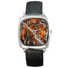 Red Night Of Winter Square Metal Watch by FunnyCow