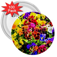 Viola Tricolor Flowers 3  Buttons (100 Pack)  by FunnyCow