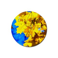 Yellow Maple Leaves Rubber Round Coaster (4 Pack)  by FunnyCow
