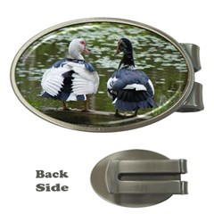 Muscovy Ducks At The Pond Money Clips (oval)  by IIPhotographyAndDesigns