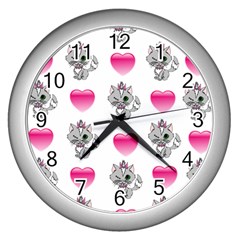 Evil Sweetheart Kitty Wall Clock (silver) by IIPhotographyAndDesigns