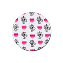 Evil Sweetheart Kitty Rubber Coaster (round)  by IIPhotographyAndDesigns