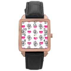 Evil Sweetheart Kitty Rose Gold Leather Watch  by IIPhotographyAndDesigns