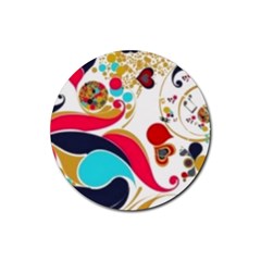 Retro Colorful Colors Splashes Rubber Round Coaster (4 Pack)  by flipstylezfashionsLLC