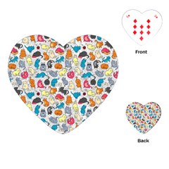 Funny Cute Colorful Cats Pattern Playing Cards (heart)  by EDDArt