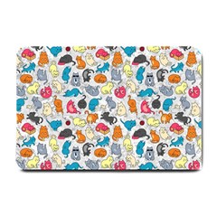 Funny Cute Colorful Cats Pattern Small Doormat  by EDDArt